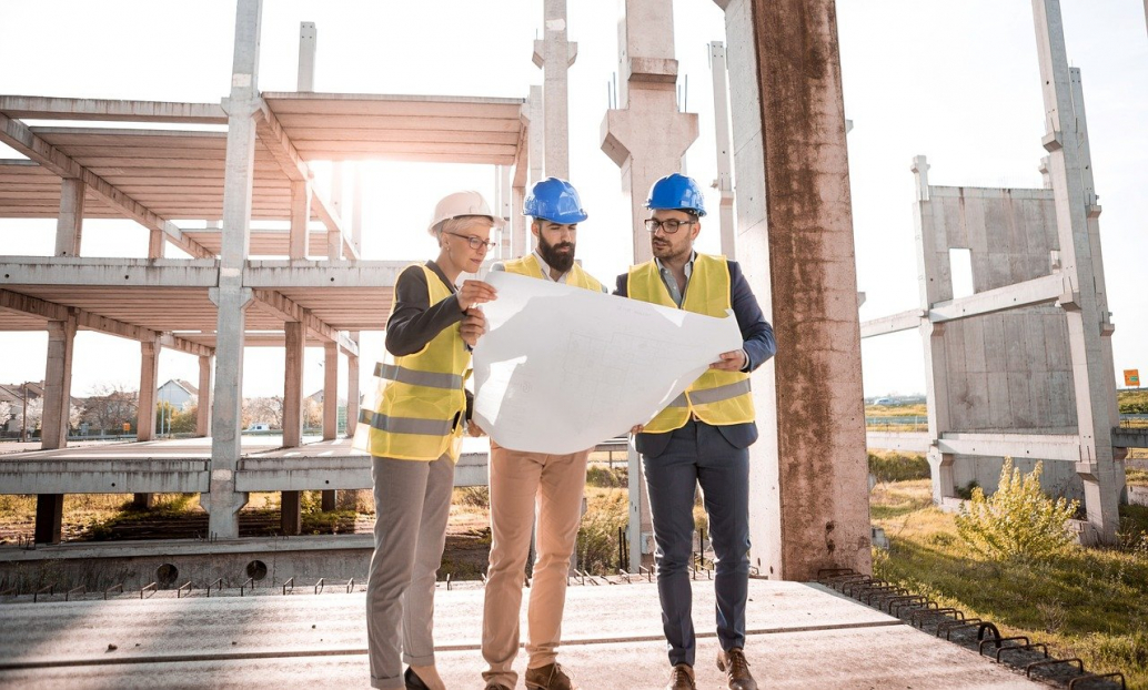 Construction Site with People in Vests